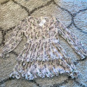 Pink Diamond Floral Ruffle Dress Size XL NWT